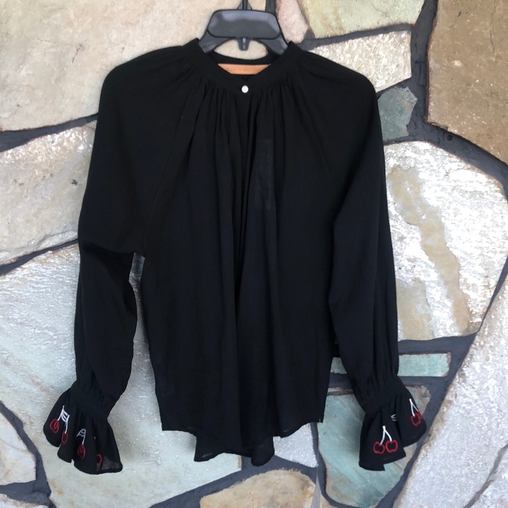 Bliss and Mischief cherry peasant top. Size 1. (small)